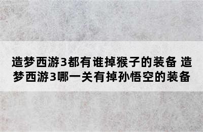 造梦西游3都有谁掉猴子的装备 造梦西游3哪一关有掉孙悟空的装备